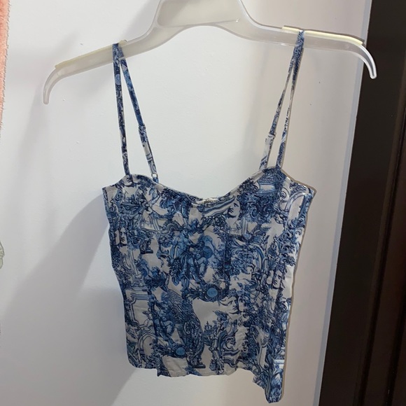 PrettyLittleThing Tops - PLT Blue Renaissance Print Structured Corset Top